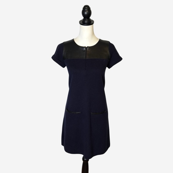 Massimo Dutti Wool Blend Mini Dress With Leather Details - Picture 2 of 15